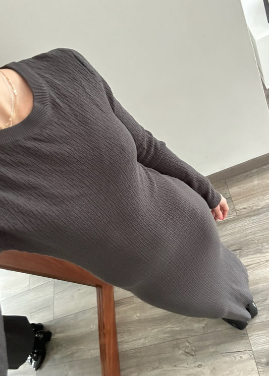 VESTIDO MIDI DE KNIT GRIS