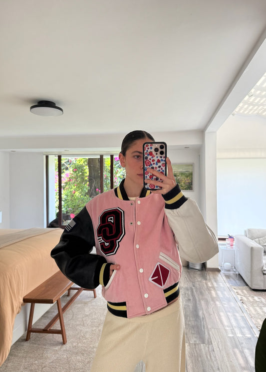 PINK PATCHED BOMBER