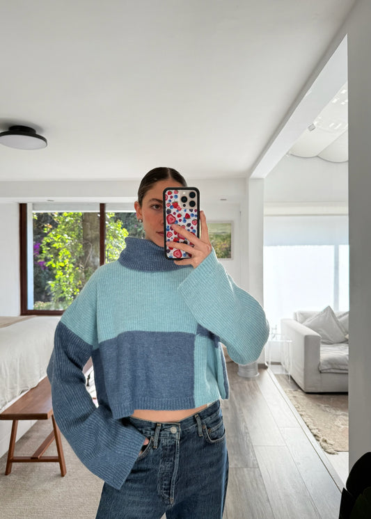 CROPPED TURTLENECK CON CUADROS