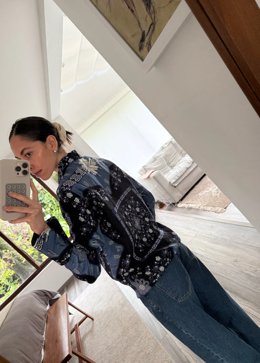 CAMISA DE SEDA CON PRINT