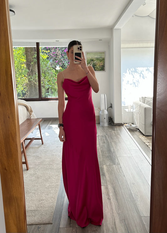 SLIP GOWN HOT PINK