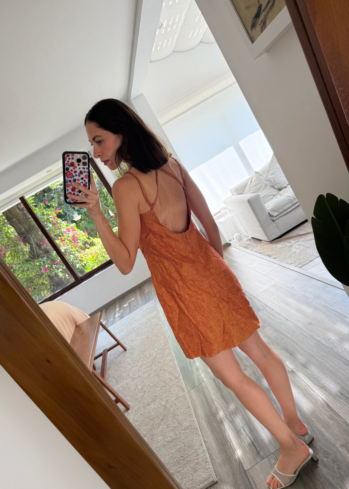 VESTIDO NARANJA DE LINO