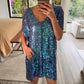 VESTIDO MINI SEQUIN TURQUESA