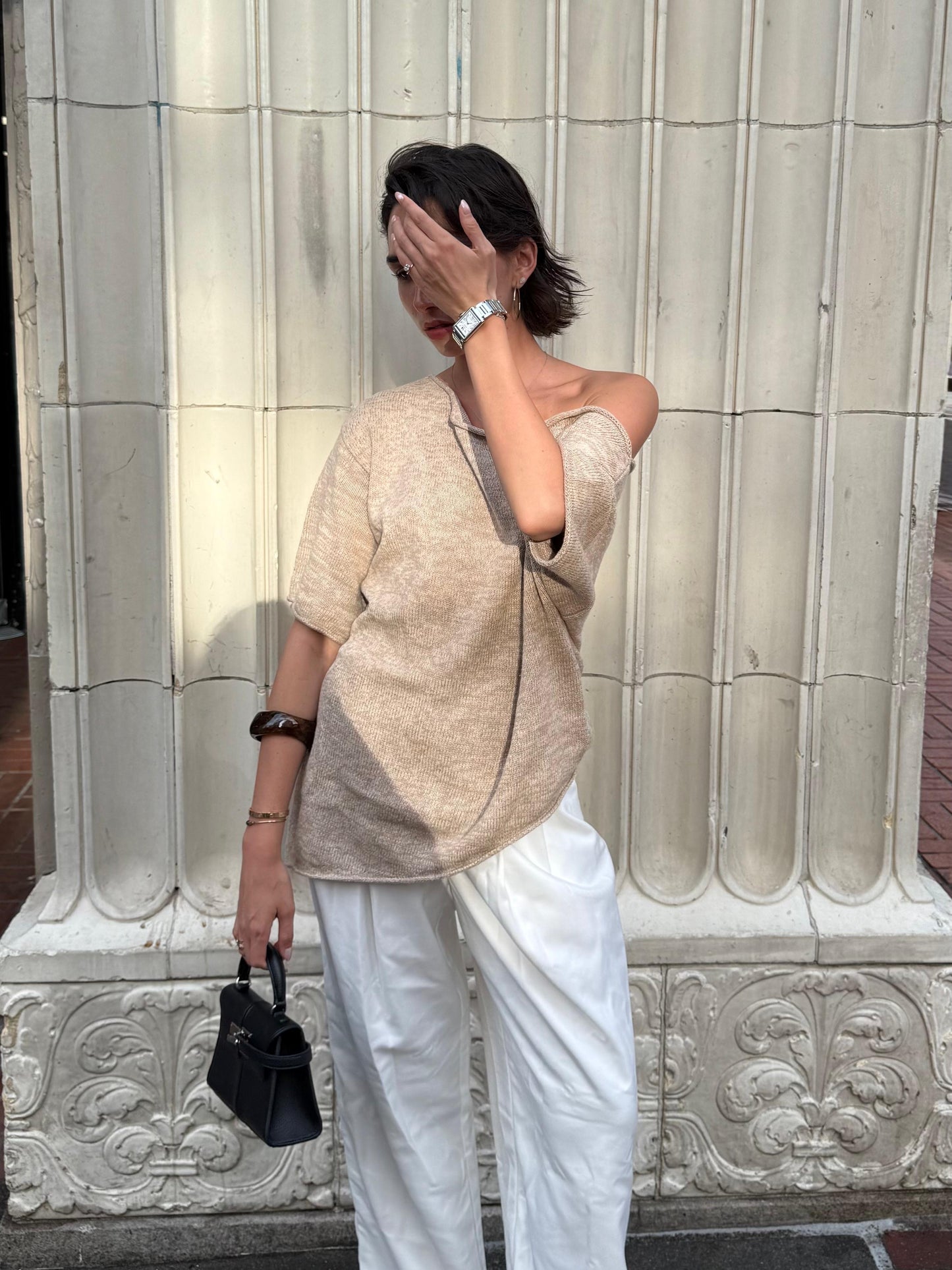 TOP DE KNIT ASIMÉTRICO