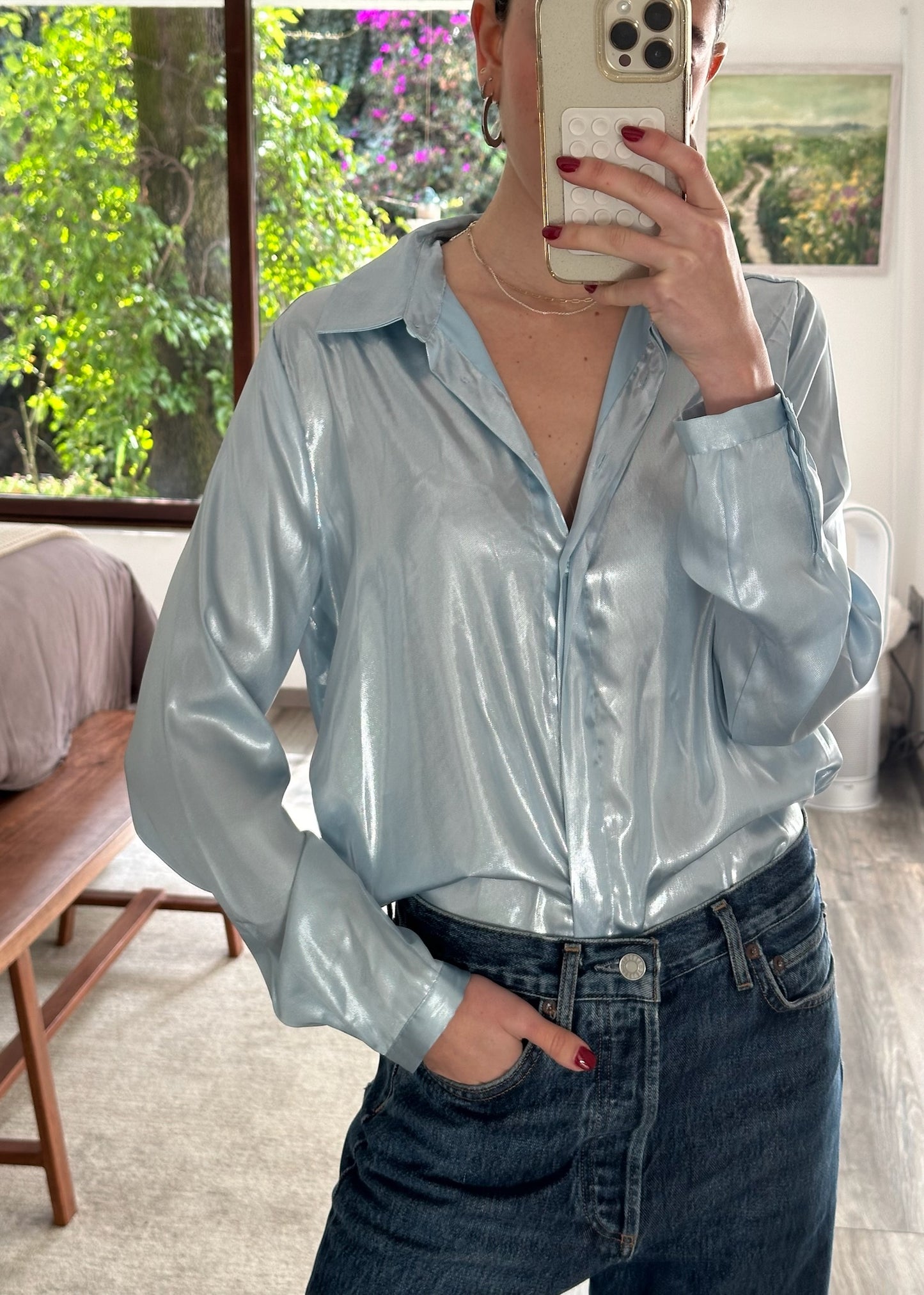 CAMISA SHINY BABY BLUE