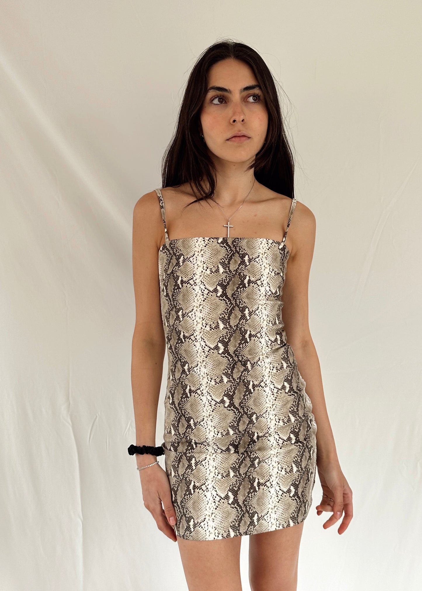 SNAKE PRINT MINI DRESS