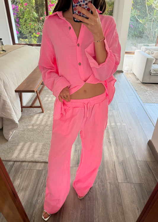SET CAMISA Y PANTALÓN ROSA FLASH