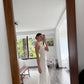 VESTIDO MIDI HALTER DE TIPO LINO