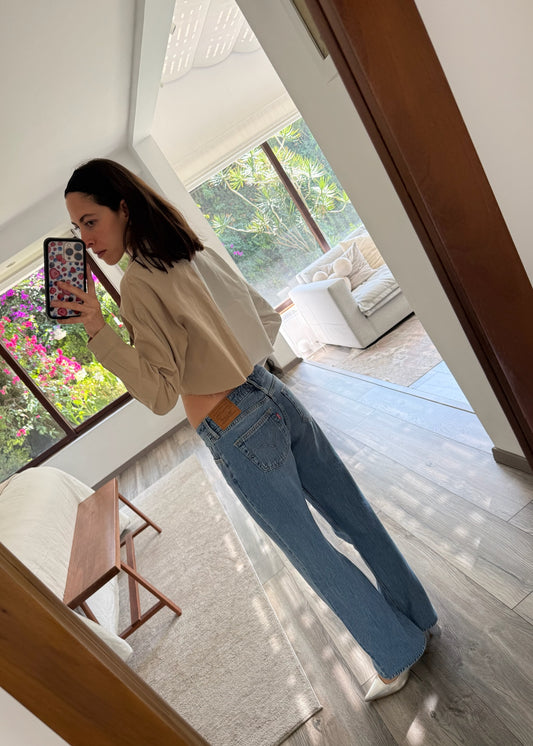 CAMISA CROPPED BICOLOR