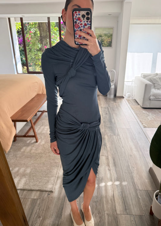 VESTIDO MIDI CON NUDOS
