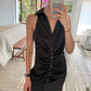 VESTIDO MINI FRUNCIDO DE TIPO CAMISA