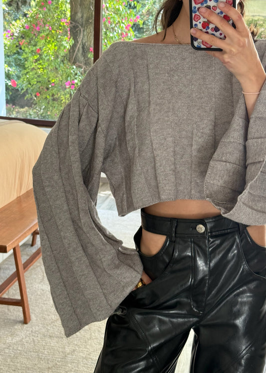 SUÉTER CROPPED GRIS