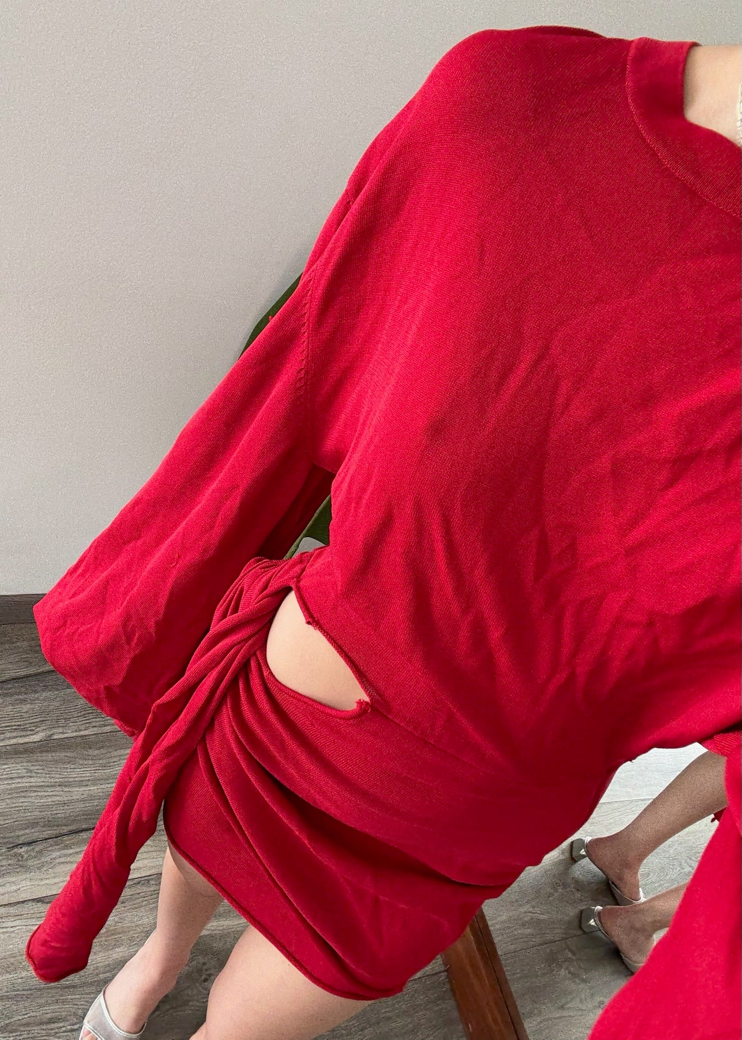 VESTIDO MINI DE KNIT HOT RED