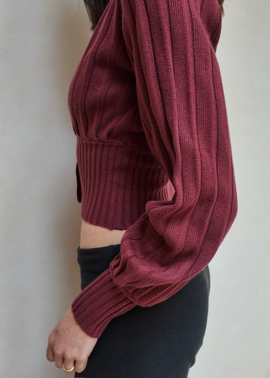 CARDIGAN CROPPED BURGUNDY