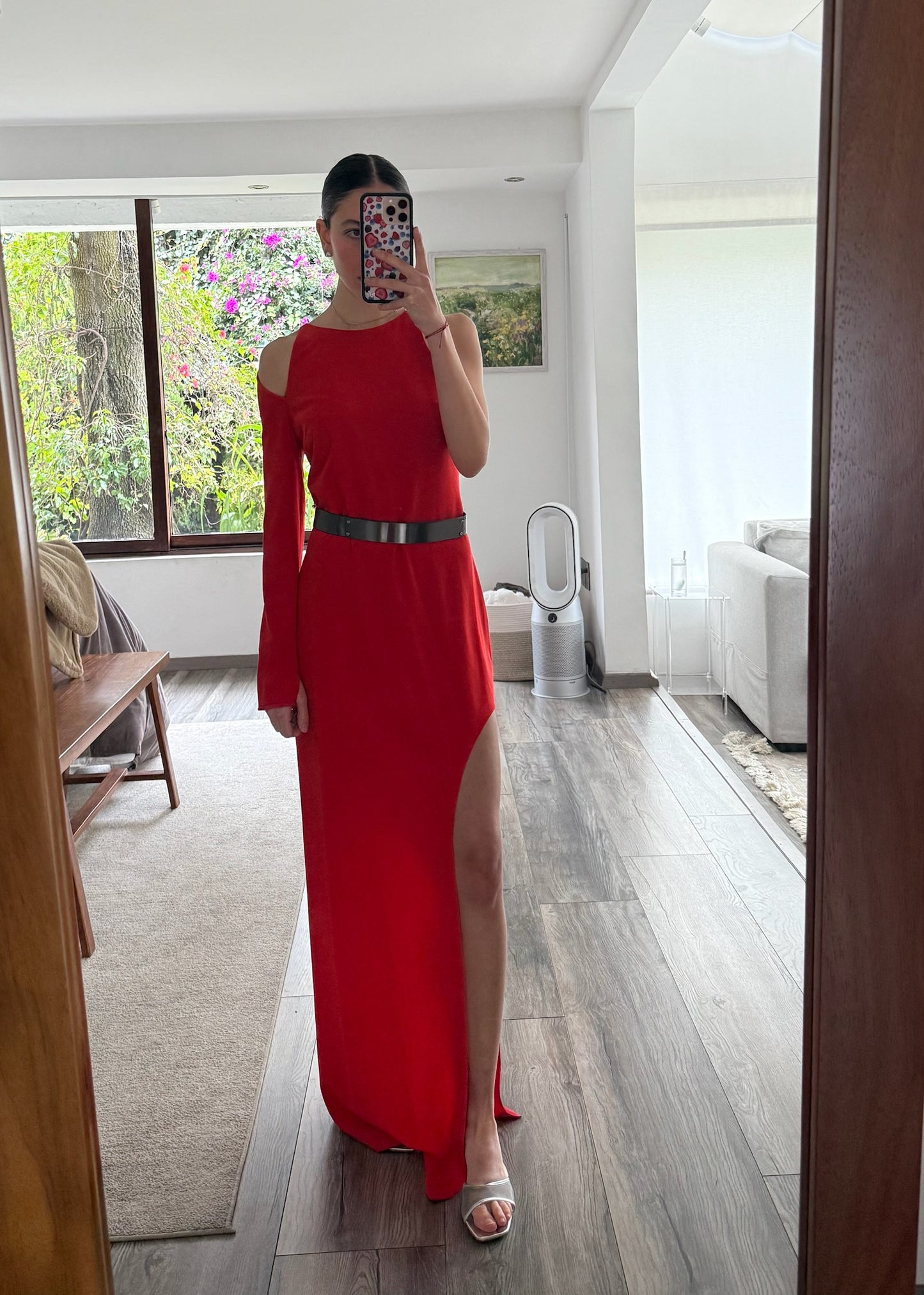 VESTIDO HOT RED CON CINTURÓN