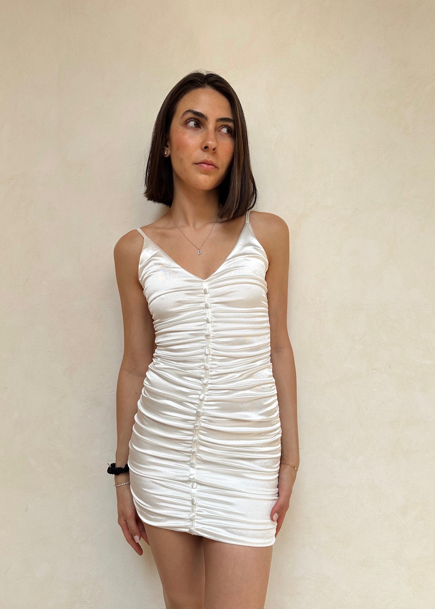 VESTIDO MINI BLANCO CON BOTONES