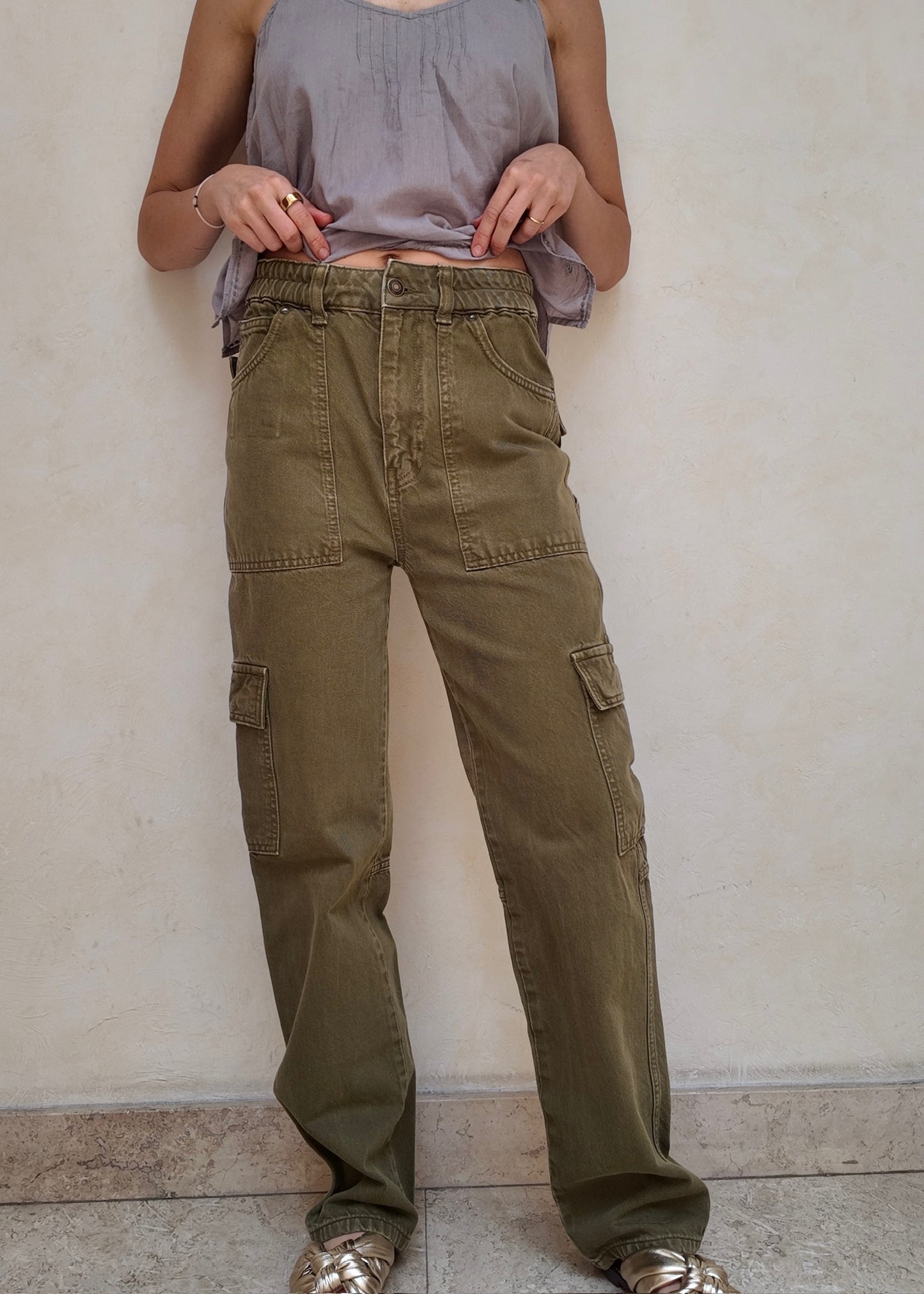 JEANS CARGO VERDE MILITAR