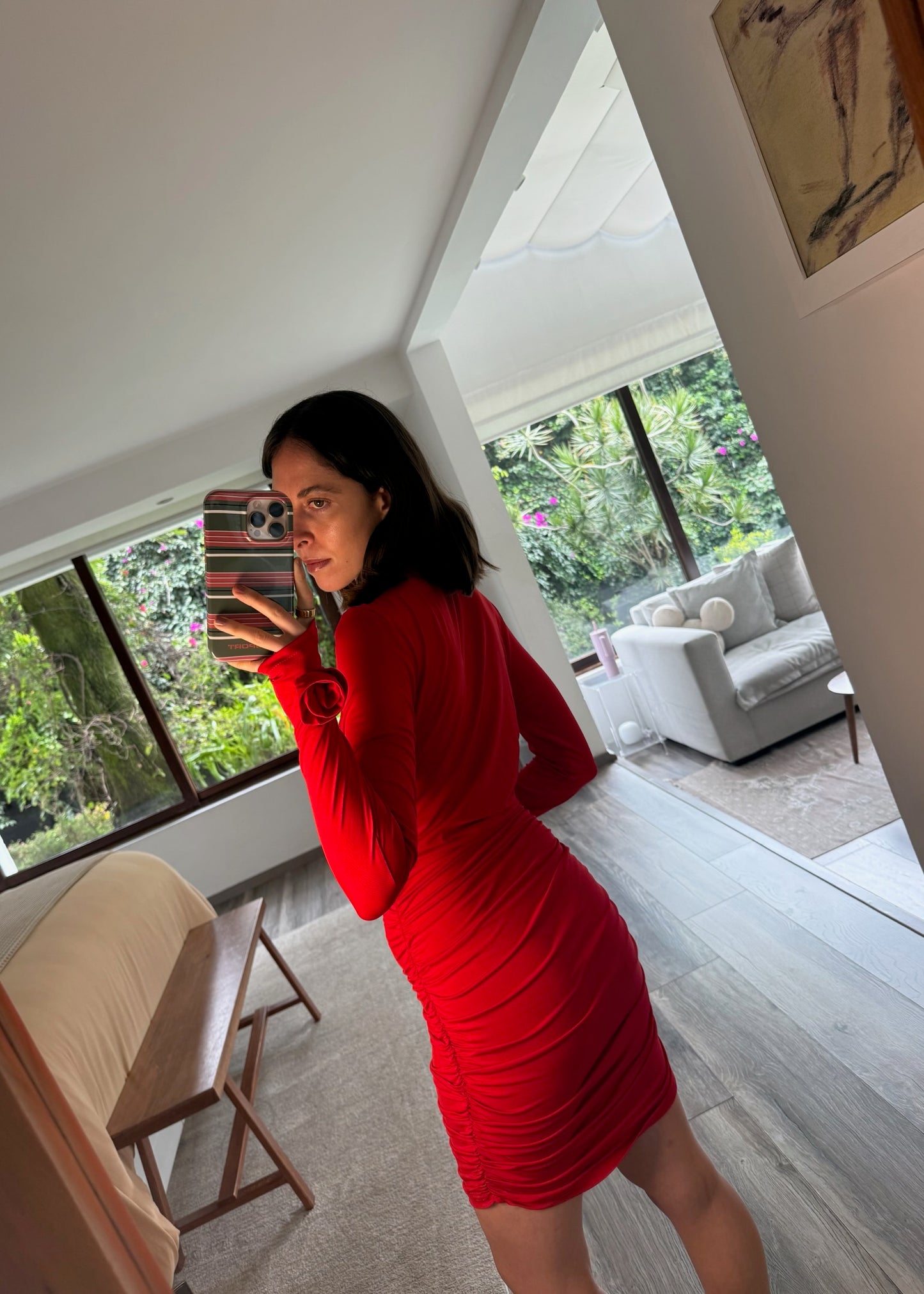 VESTIDO MINI RUCHED HOT RED