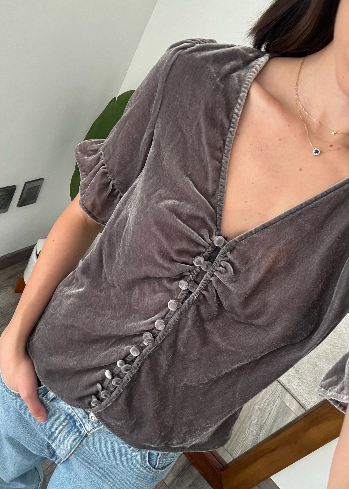 TOP VELVET GRIS