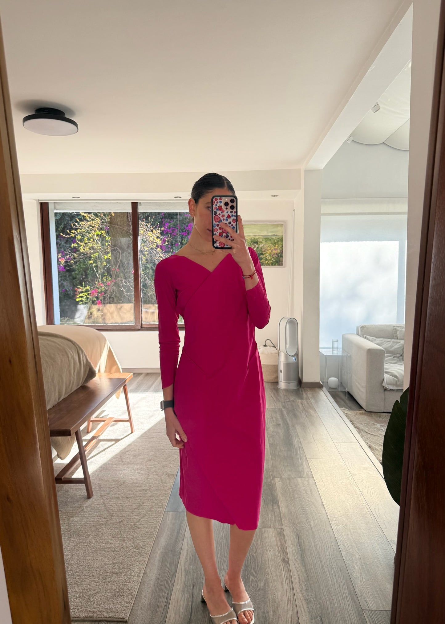 VESTIDO MIDI HOT PINK