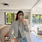 CHAMARRA DE PIEL CROPPED BABY BLUE