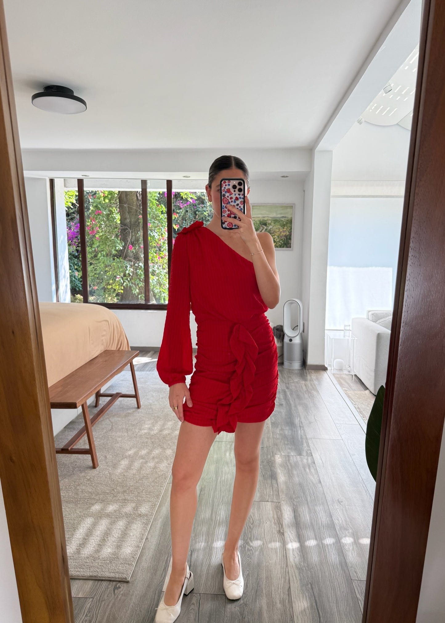 VESTIDO ONE SHOULDER ROJO MINI