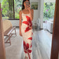 VESTIDO SLIP CON FLOR ROJA
