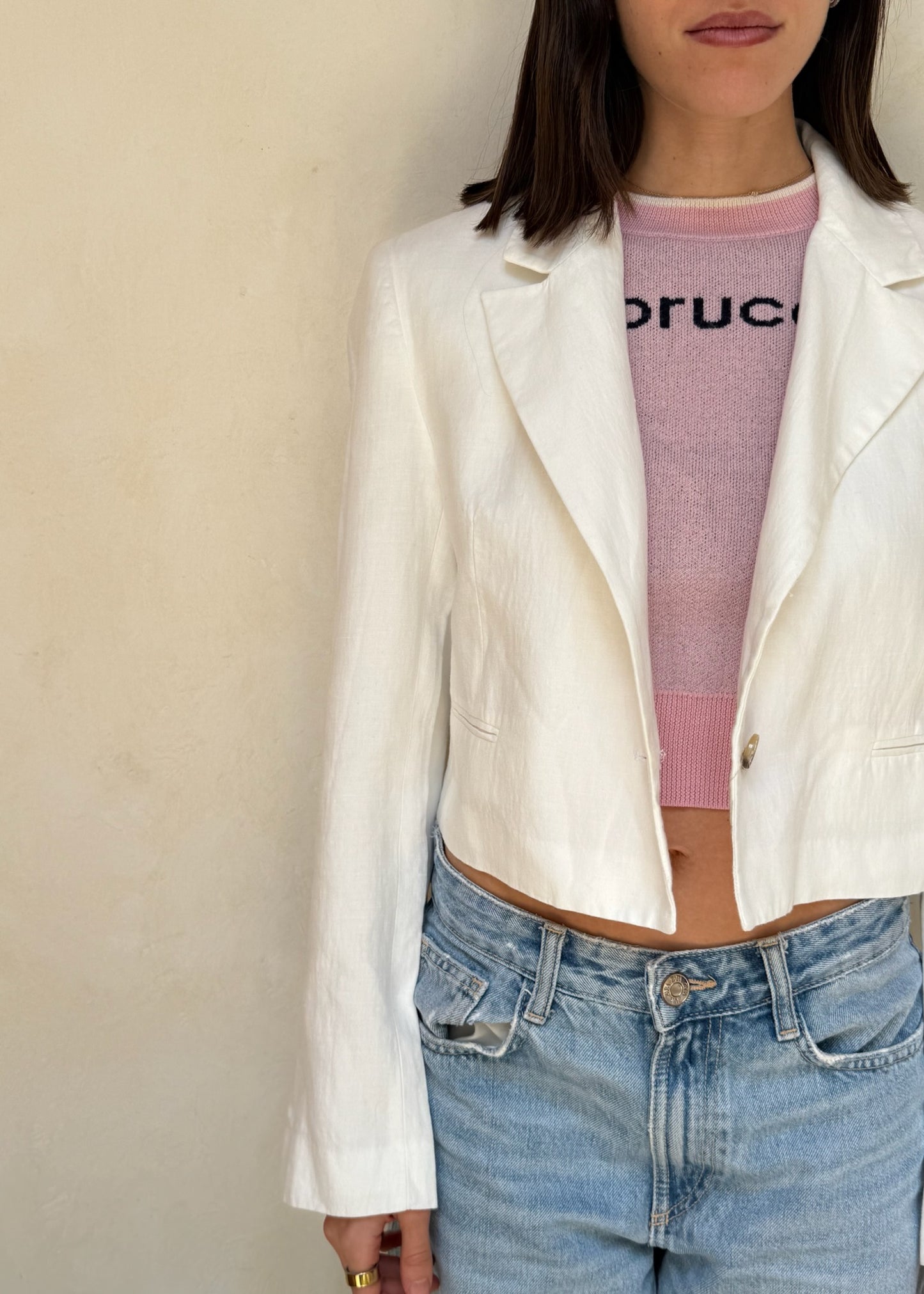 BLAZER TIPO LINO BLANCO