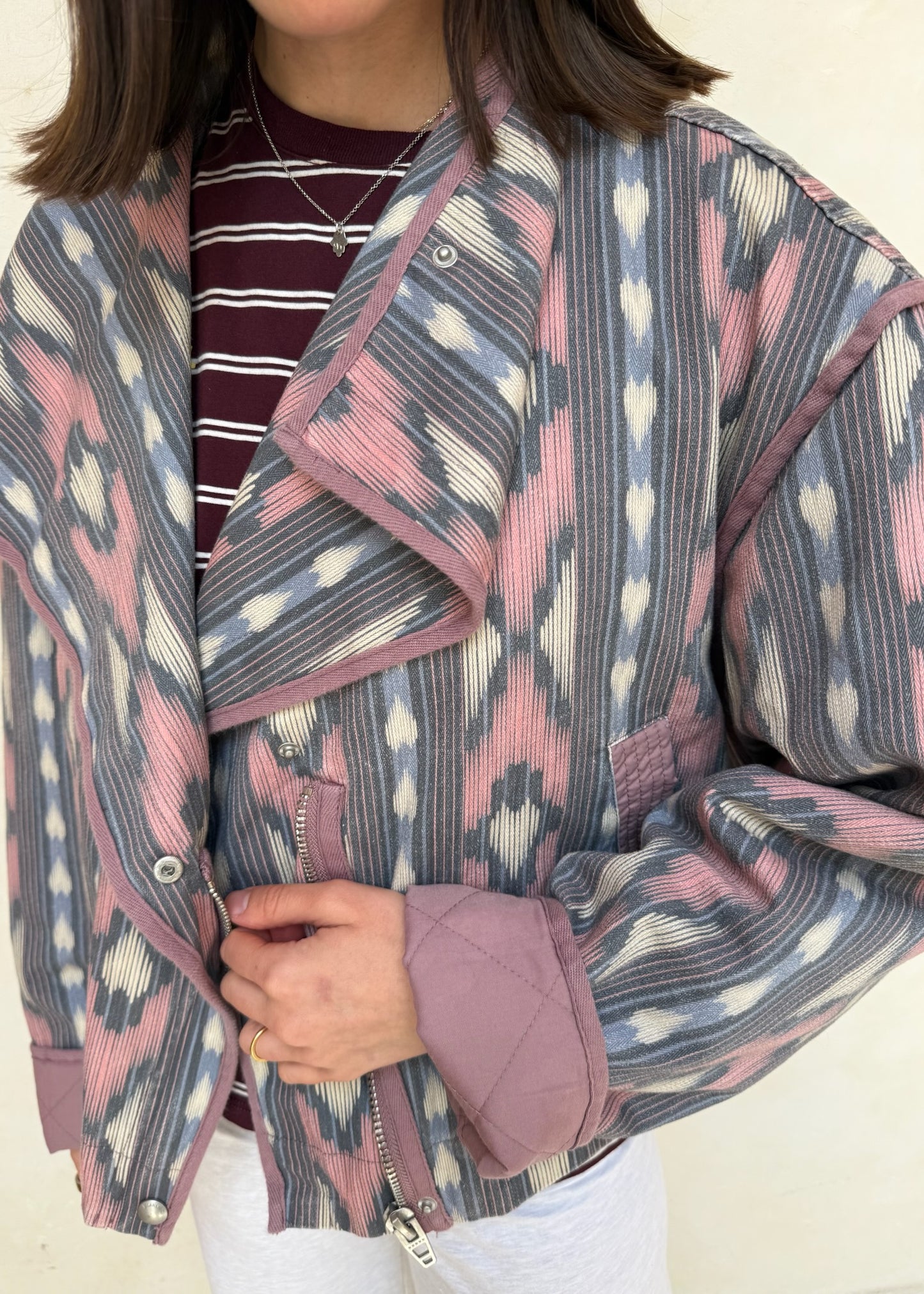 CHAMARRA ROSA BOHO PRINT