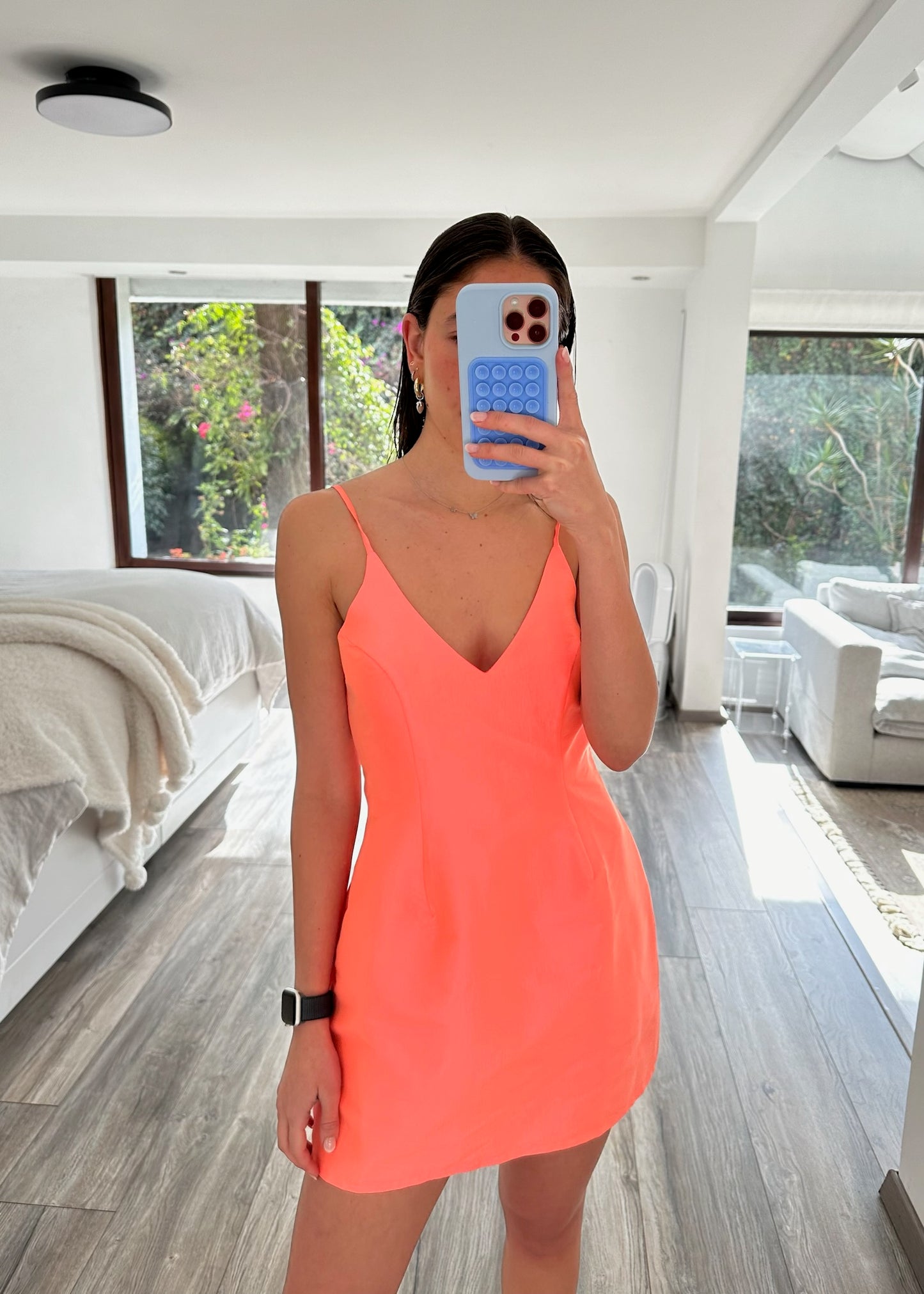 VESTIDO MINI PREPPY NARANJA FLASHY