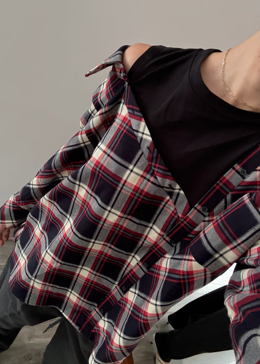 CAMISA PLAID ASIMÉTRICA