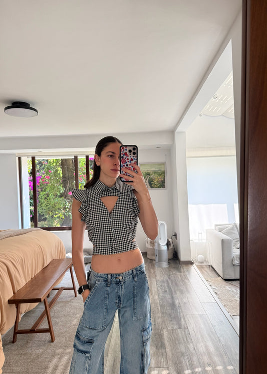 CAMISA CROPPED DE CUADROS
