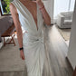 VESTIDO MIDI CON ESCOTE SUPER LIGHT BLUE