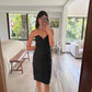 VESTIDO MIDI STRAPLESS NEGRO