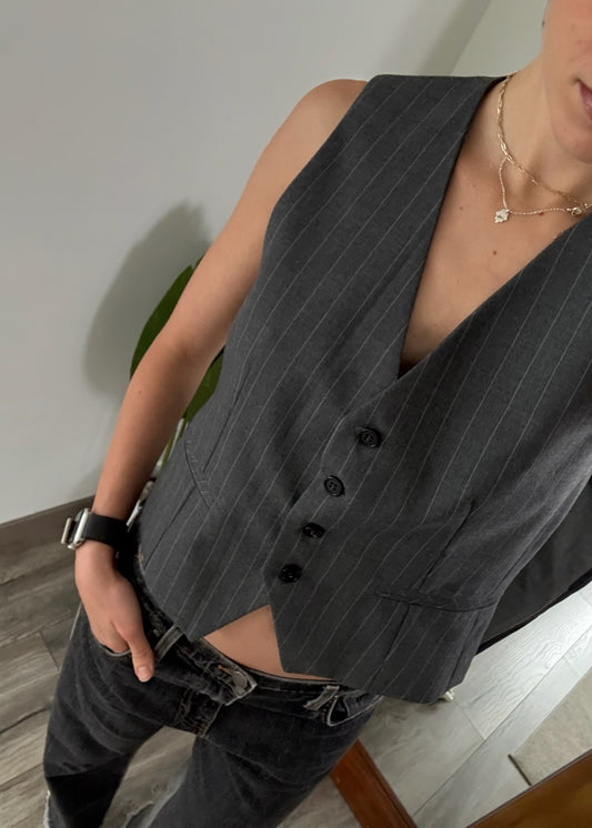 CHALECO PINSTRIPED GRIS