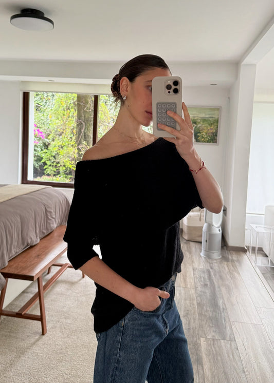 SUETÉR OFF THE SHOULDER MANGA CORTA