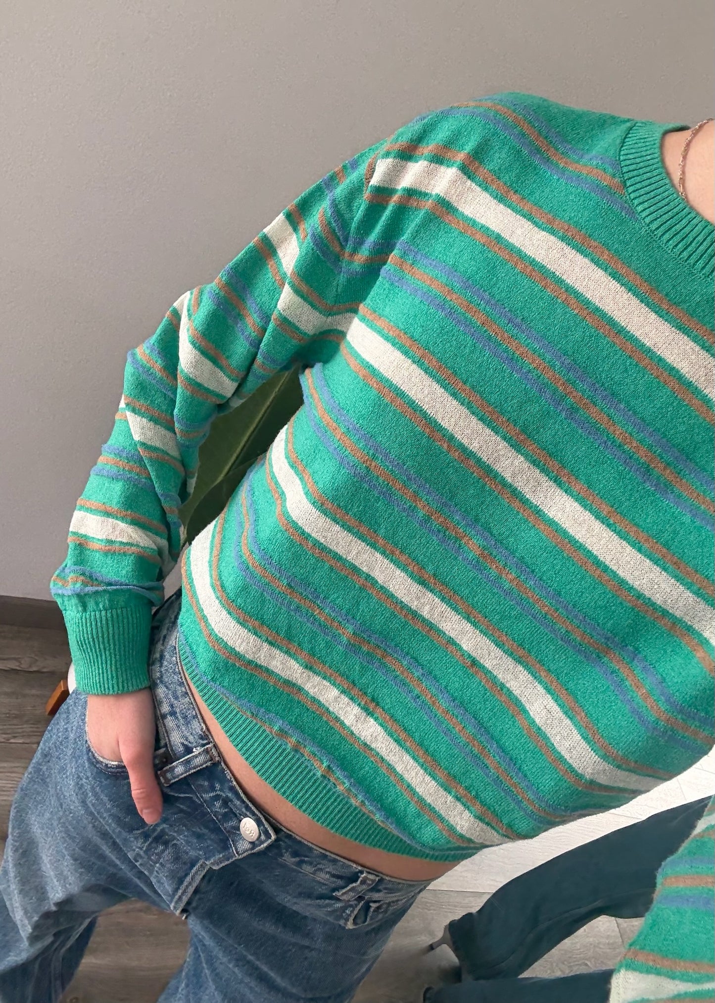 STRIPED CREWNECK VERDE