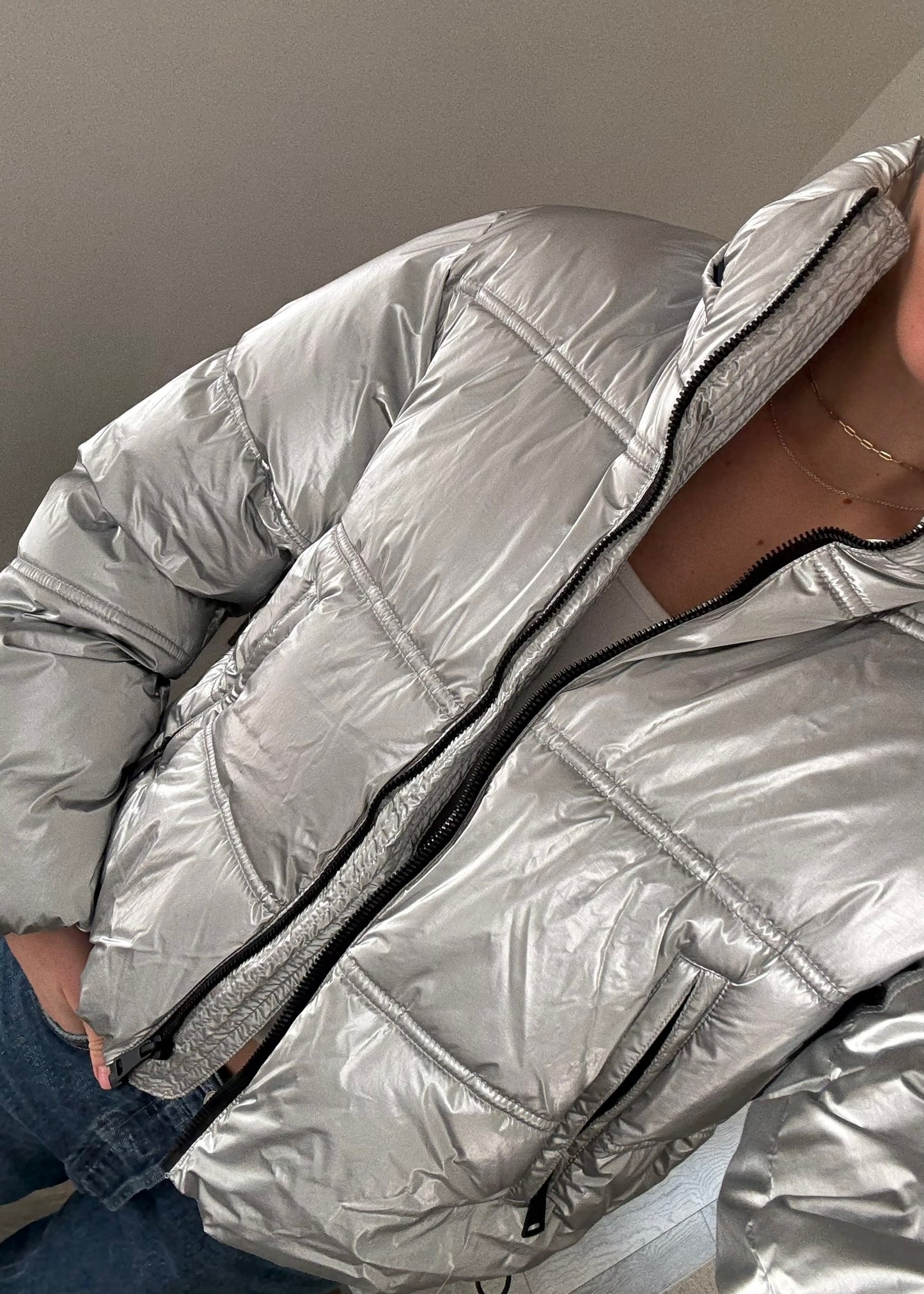CHAMARRA PUFFER PLATEADA