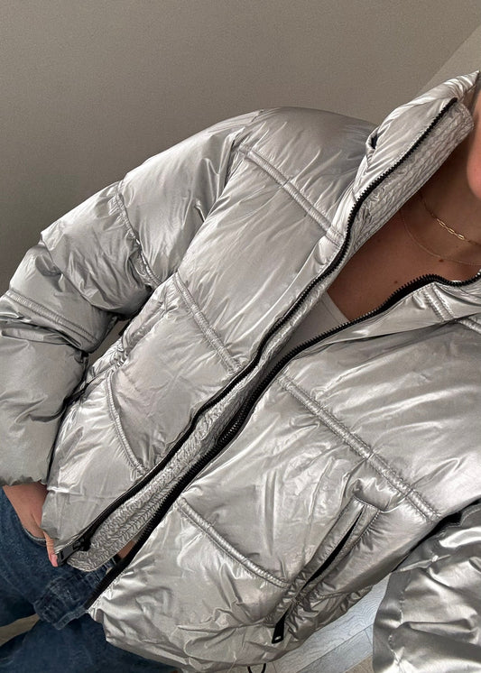 CHAMARRA PUFFER PLATEADA