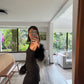 VESTIDO ASIMÉTRICO CON MANGAS DE PELUCHE