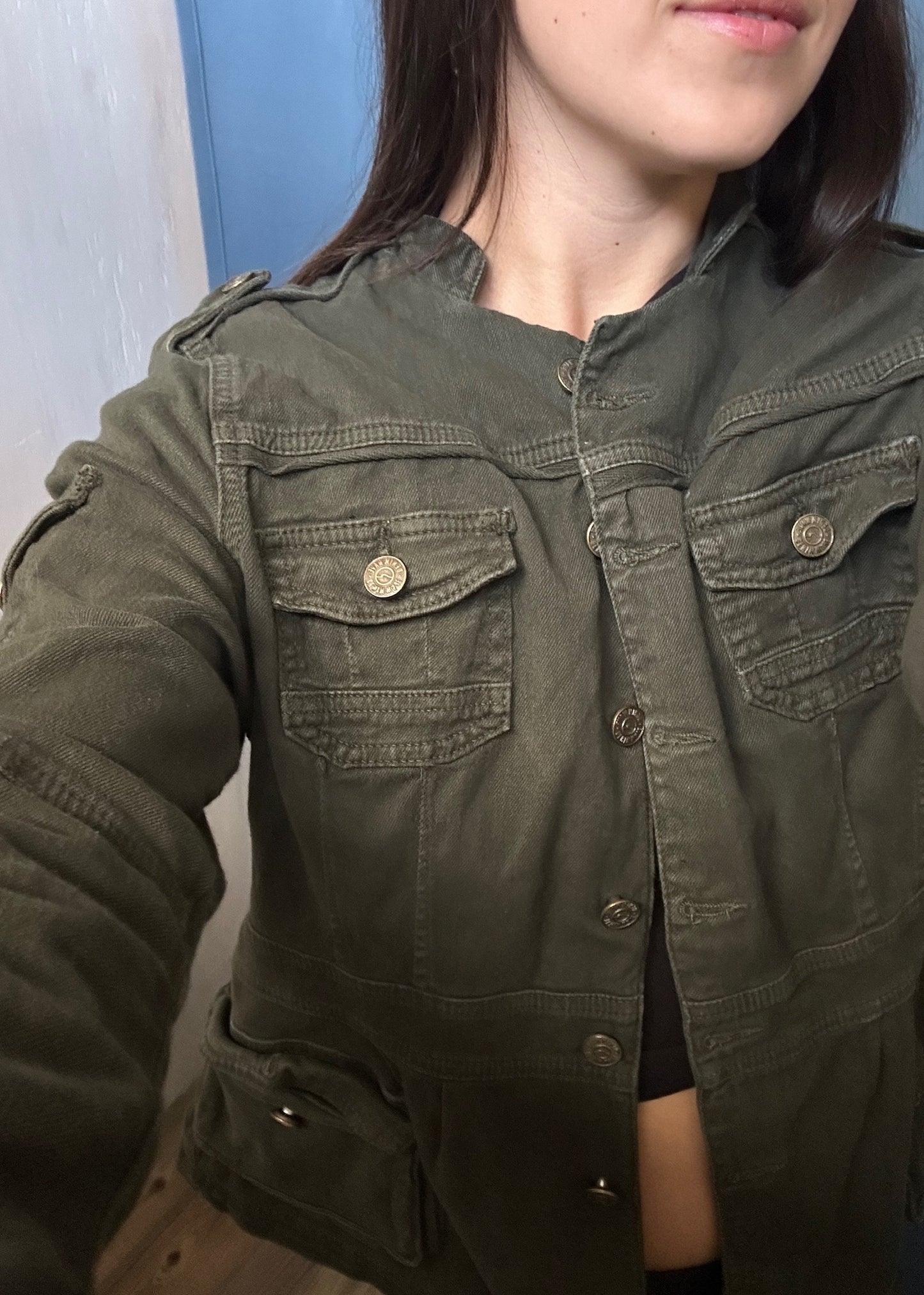 CHAMARRA DENIM VERDE MILITAR
