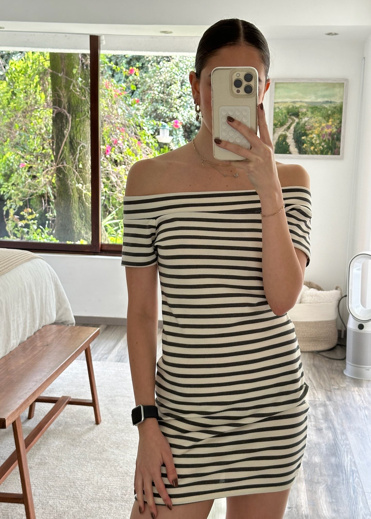 VESTIDO STRIPED OFF THE SHOULDER