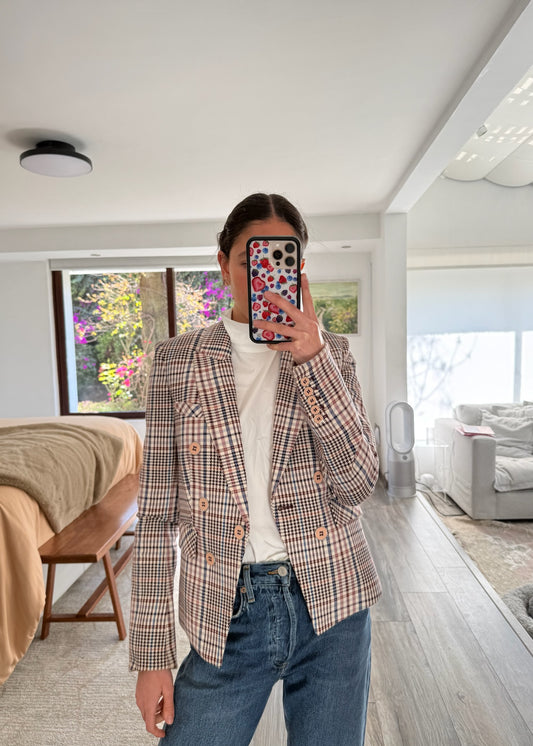 BLAZER PRINT CUADROS Y BOTONES DORADOS