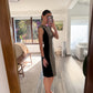 VESTIDO MIDI DE PIEL GRIS