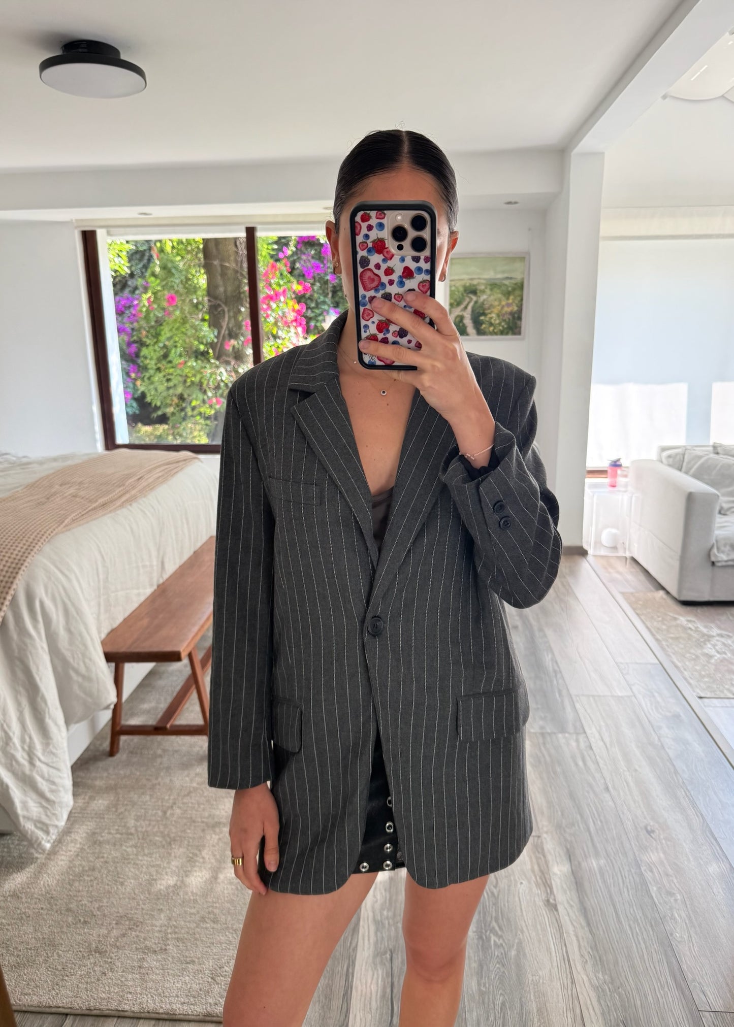 BLAZER PINSTRIPED GRIS