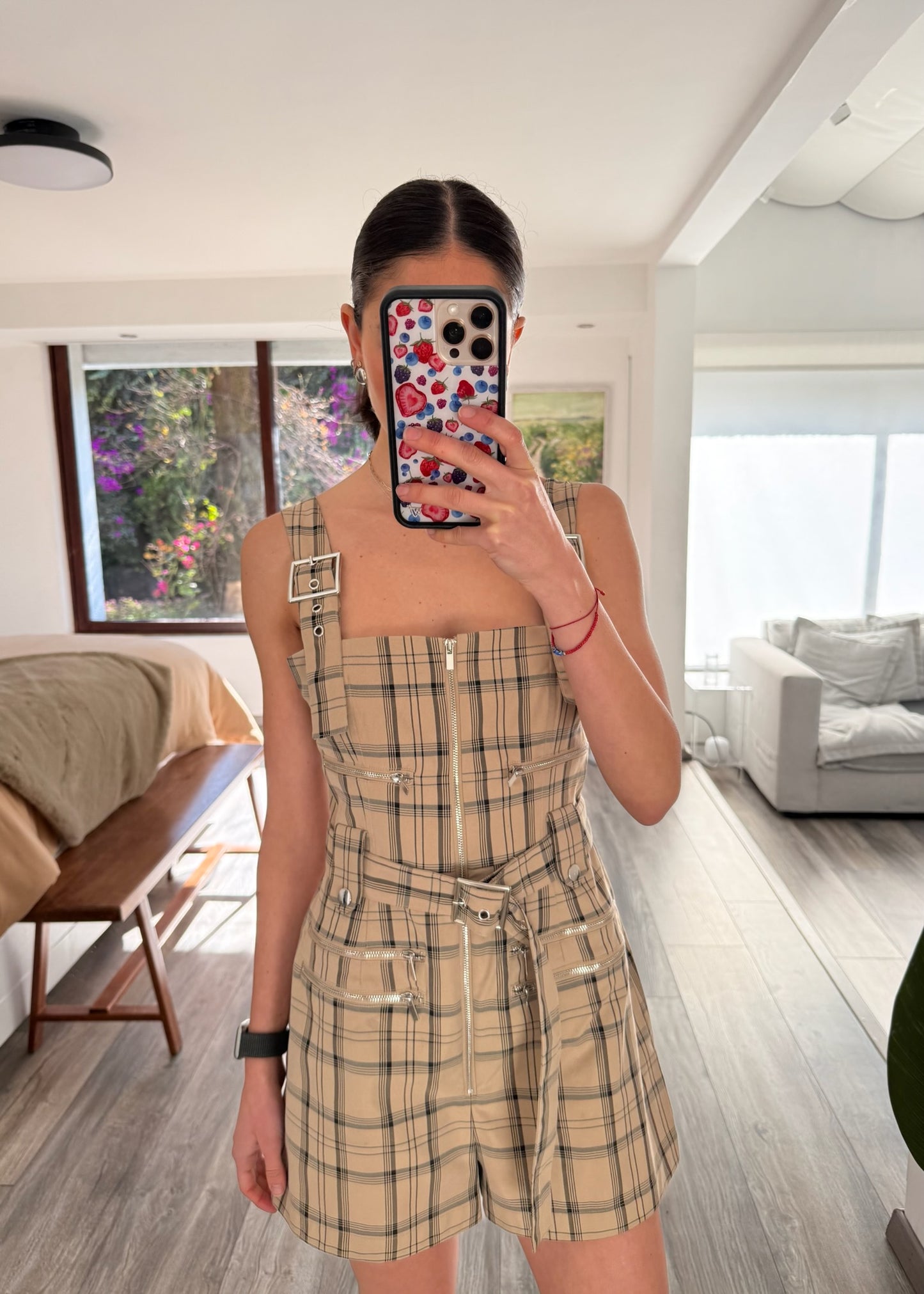 JUMPSUIT PLAID BEIGE