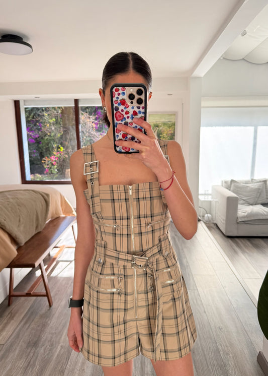 JUMPSUIT PLAID BEIGE