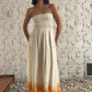 VESTIDO LARGO CON FLORES BORDADAS