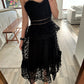 VESTIDO NEGRO MIDI CON BORDADO