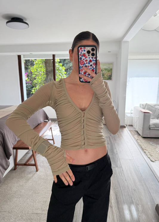 BLUSA DE MESH BEIGE